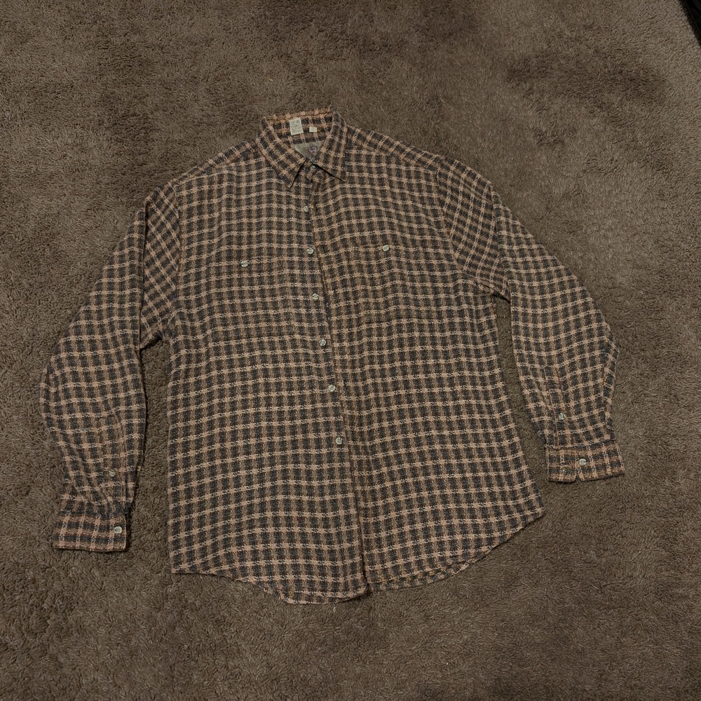 The Territory Ahead Button Down Shirt Light Salmon Color Woven Plaid Size XL